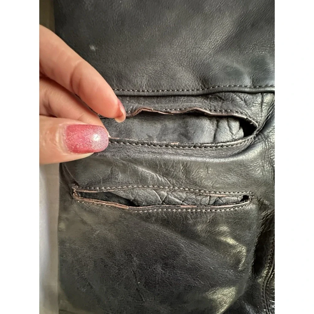 HOBO Slouchy Leather Fold Over Crossbody Purse Bag Black‎ & Brown